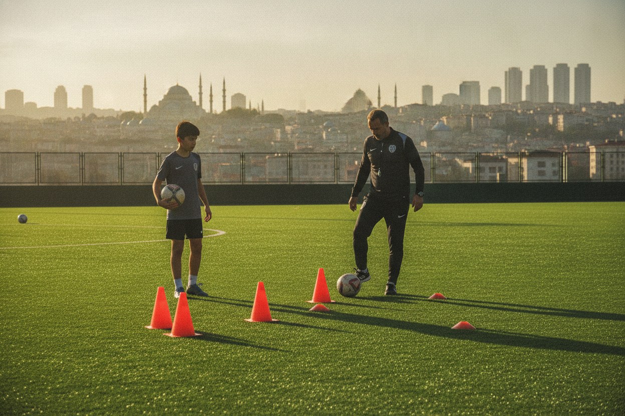 Bireysel antrenman sırasında dribling çalışması